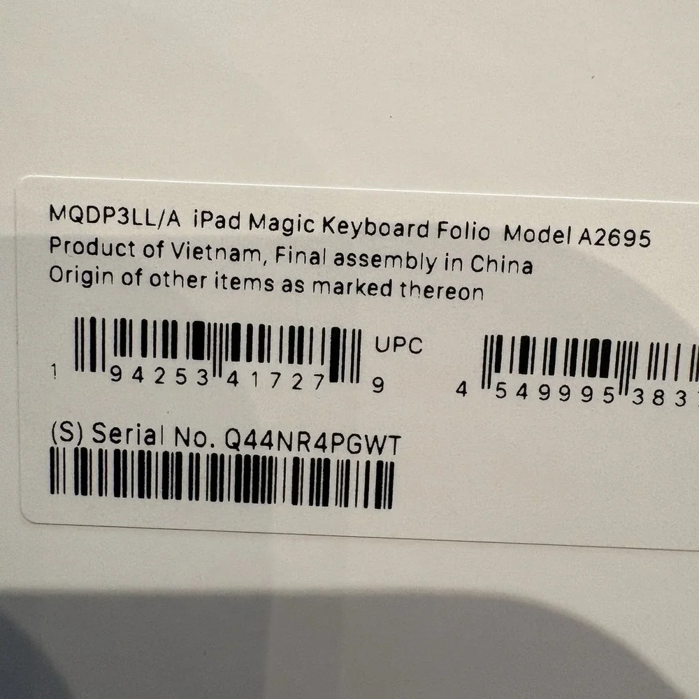 Apple iPad Magic Keyboard Folio Empty Box Only MQDP3LL/A Model A2695